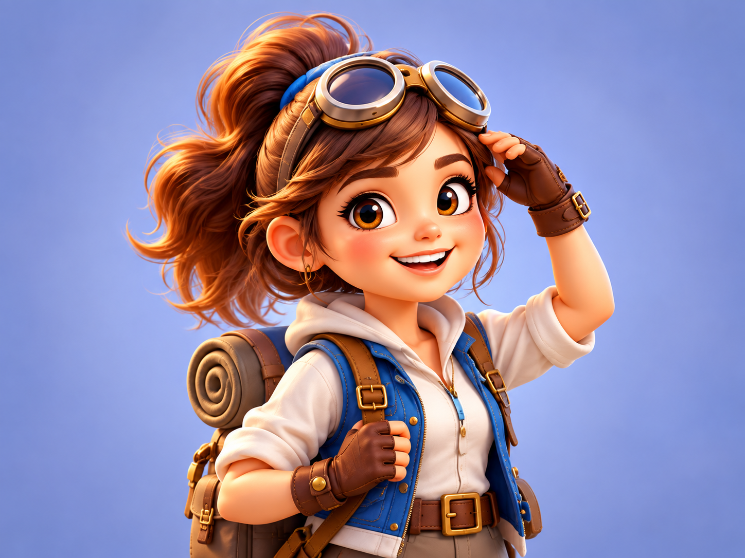 Illustrative 3D explorer character study.