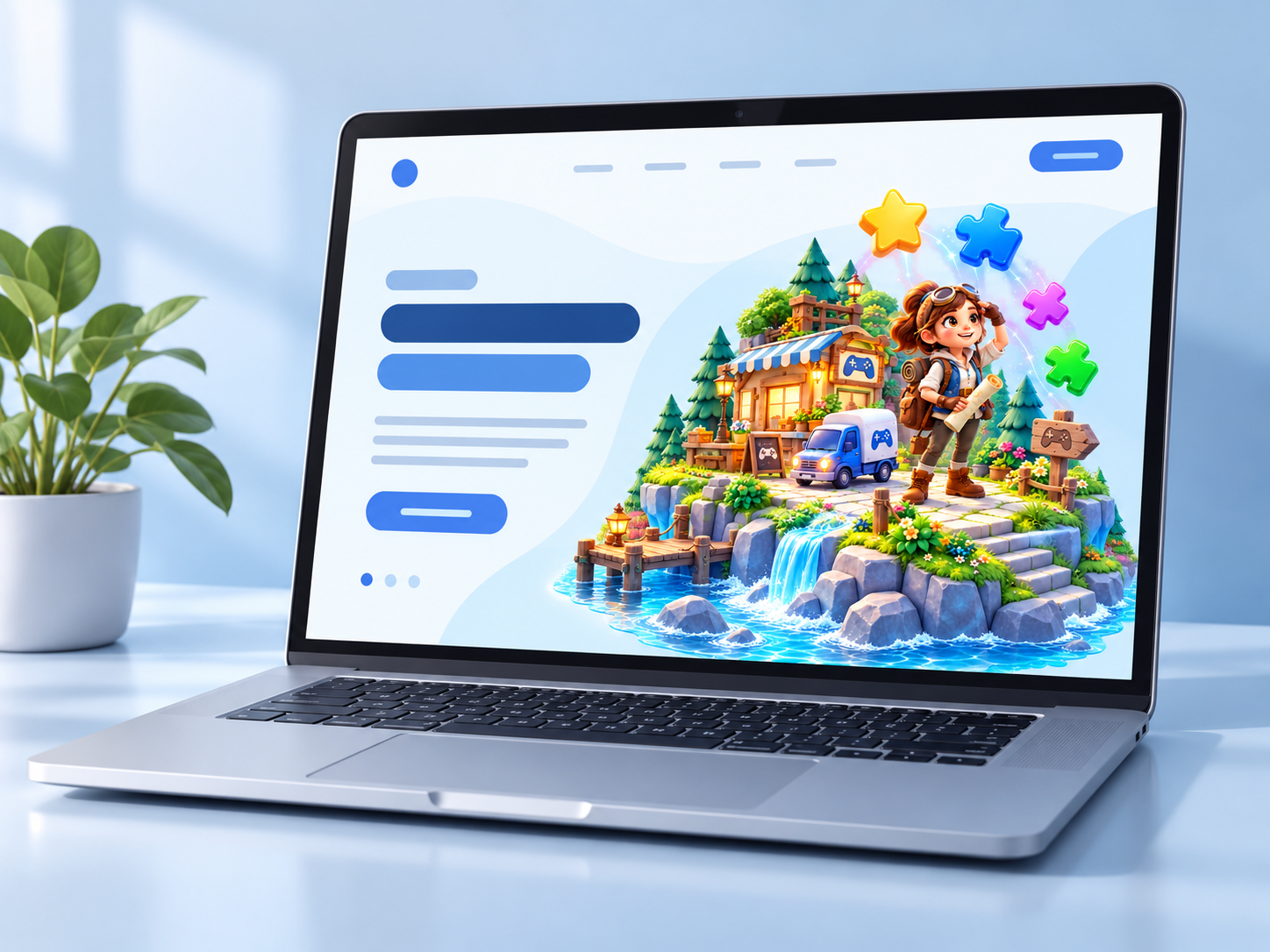Illustrative website concept displayed on a laptop.